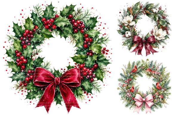 Download Watercolor Christmas Wreath Clipart - Wreath Collection