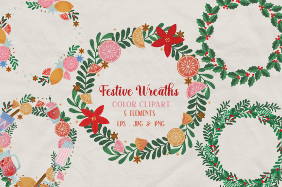 Download Festive Wreaths &amp; Fruit PNG | Colorful H - Wreath Collection