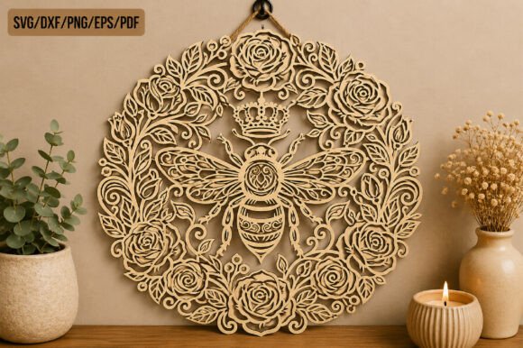 Download Laser Cut Bee Wreath Wall Art SVG Bundle - Wreath Collection