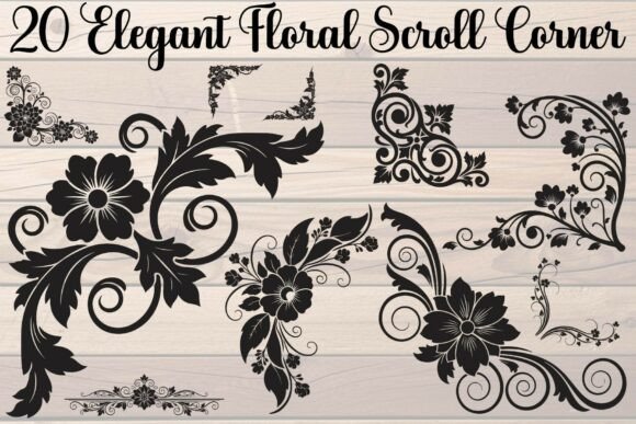 Download Elegant Floral Scroll Corner Bundle - Scroll corner bundle Collection