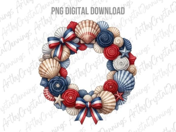 Download American Patriotic Seashell Wreath PNG - Wreath Collection