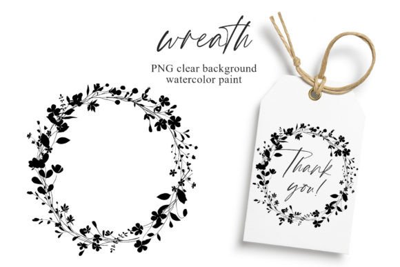 Download Wreath Black Flowers and Leaf, Logo, PNG - Wreath Collection