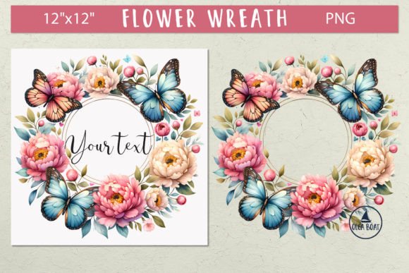 Download Butterfly Flower Frame Floral Wreath Png - Wreath Collection