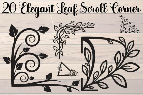 Download Elegant Leaf Scroll Corner Bundle - Scroll corner bundle Collection